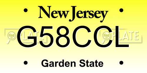 G58CCL New Jersey License Plate