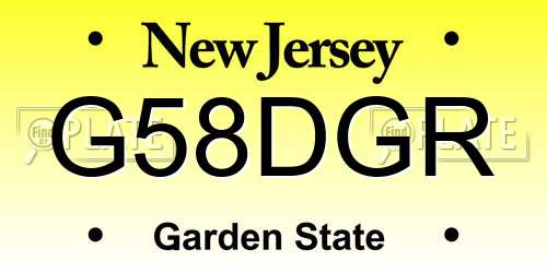 G58DGR New Jersey License Plate