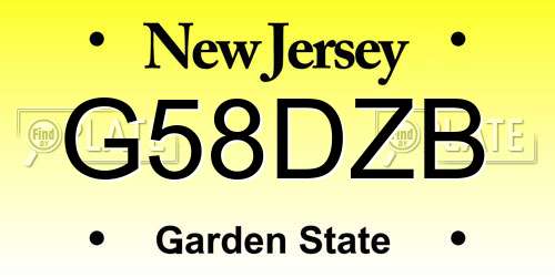 G58DZB New Jersey License Plate