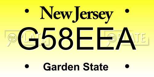 G58EEA New Jersey License Plate