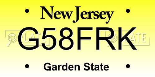 G58FRK New Jersey License Plate