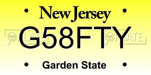 G58FTY New Jersey License Plate