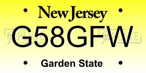 G58GFW New Jersey License Plate