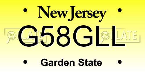 G58GLL New Jersey License Plate