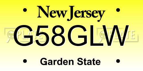 G58GLW New Jersey License Plate