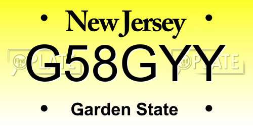 G58GYY New Jersey License Plate