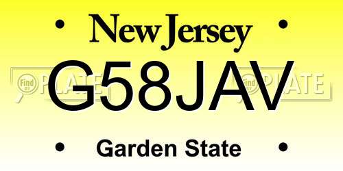G58JAV New Jersey License Plate