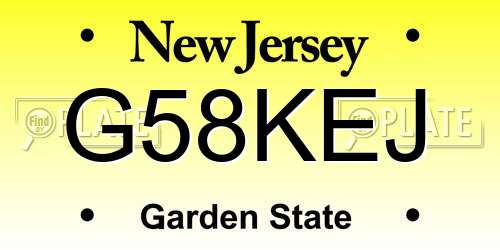 G58KEJ New Jersey License Plate