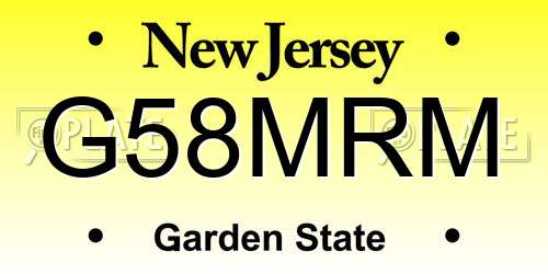 G58MRM New Jersey License Plate
