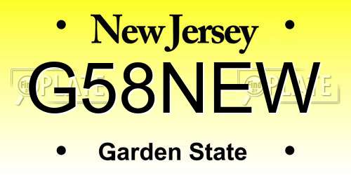 G58NEW New Jersey License Plate