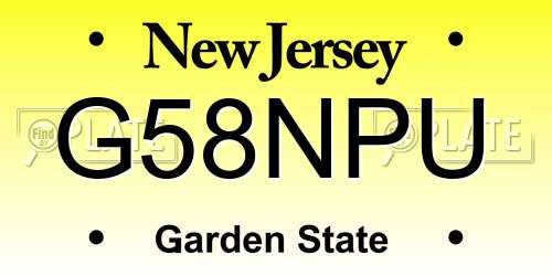 G58NPU New Jersey License Plate