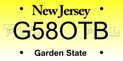 G58OTB New Jersey License Plate