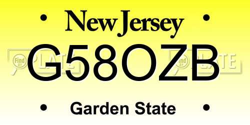 G58OZB New Jersey License Plate
