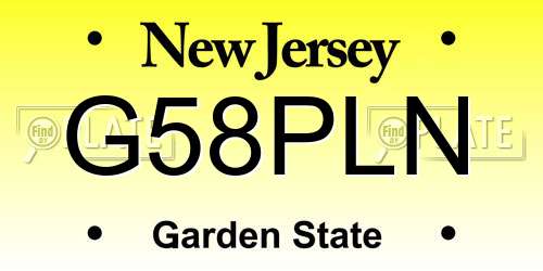 G58PLN New Jersey License Plate