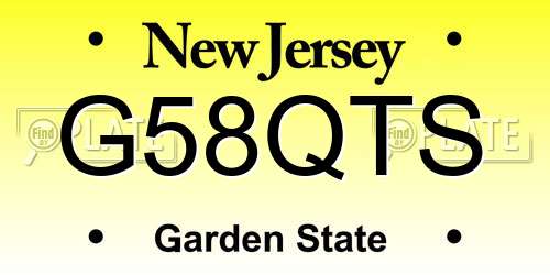 G58QTS New Jersey License Plate