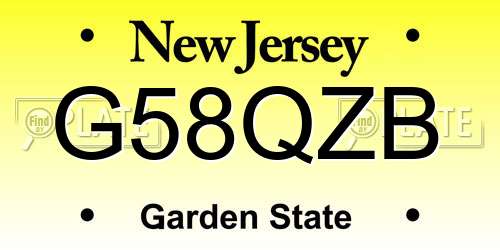 G58QZB New Jersey License Plate