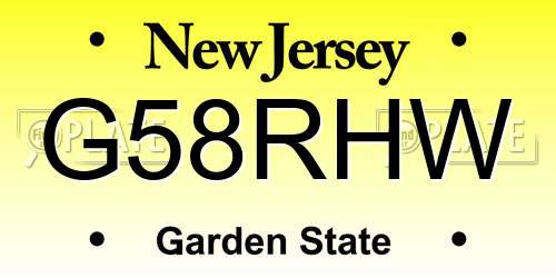 G58RHW New Jersey License Plate