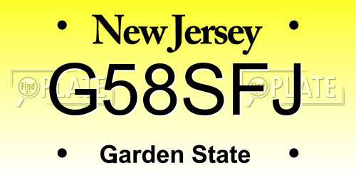 G58SFJ New Jersey License Plate