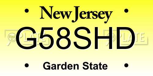 G58SHD New Jersey License Plate