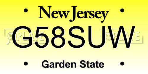 G58SUW New Jersey License Plate