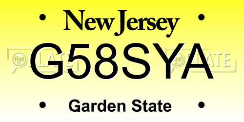 G58SYA New Jersey License Plate