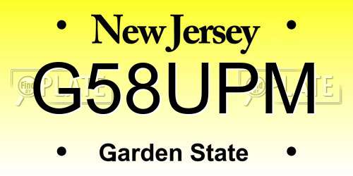 G58UPM New Jersey License Plate