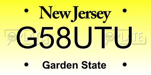 G58UTU New Jersey License Plate