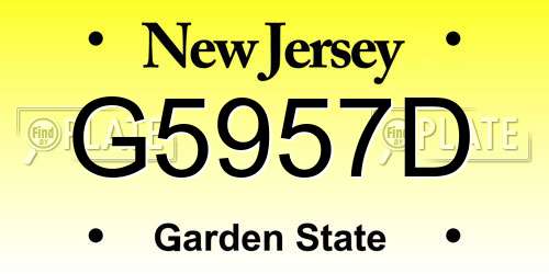 G5957D New Jersey License Plate