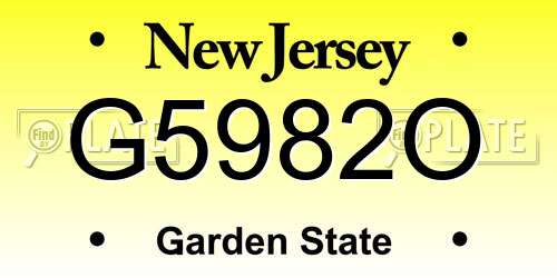 G5982O New Jersey License Plate