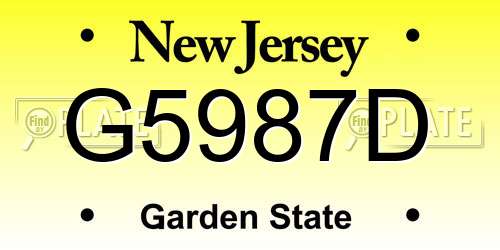 G5987D New Jersey License Plate