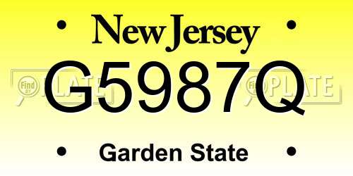 G5987Q New Jersey License Plate
