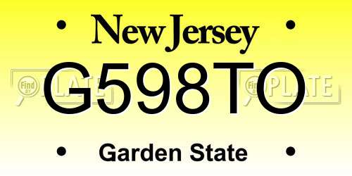 G598TO New Jersey License Plate