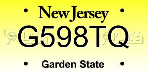 G598TQ New Jersey License Plate