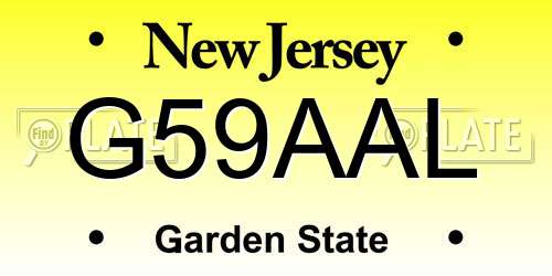 G59AAL New Jersey License Plate