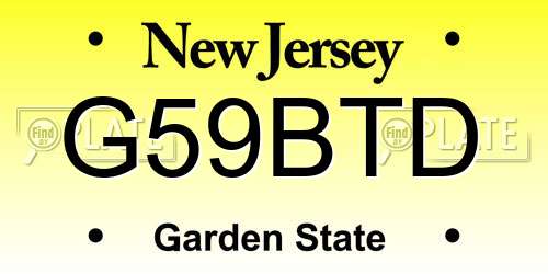 G59BTD New Jersey License Plate