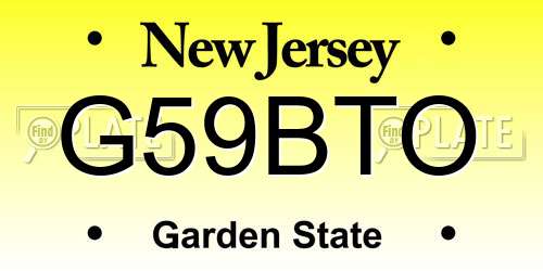 G59BTO New Jersey License Plate