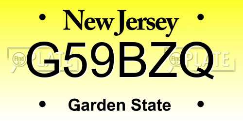 G59BZQ New Jersey License Plate