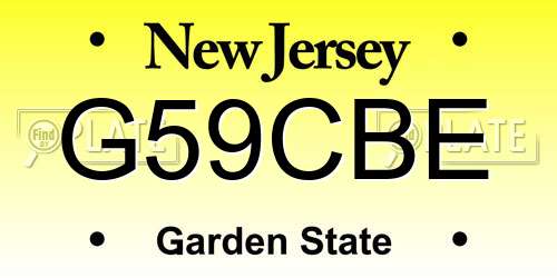 G59CBE New Jersey License Plate
