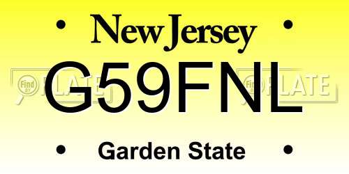 G59FNL New Jersey License Plate