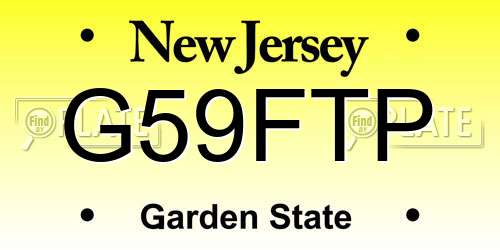 G59FTP New Jersey License Plate