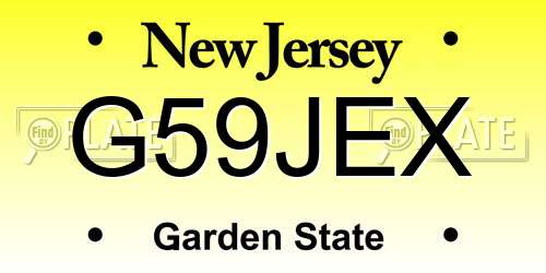 G59JEX New Jersey License Plate
