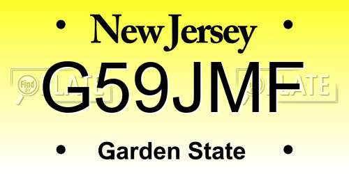 G59JMF New Jersey License Plate