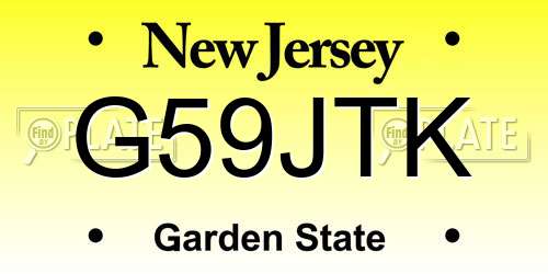 G59JTK New Jersey License Plate