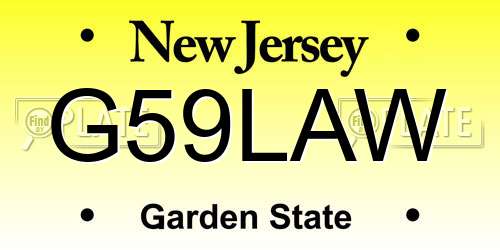 G59LAW New Jersey License Plate