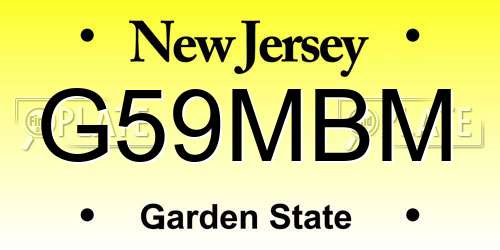 G59MBM New Jersey License Plate