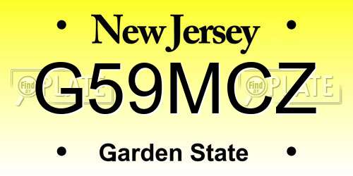 G59MCZ New Jersey License Plate