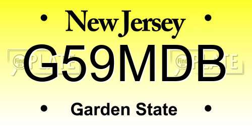 G59MDB New Jersey License Plate