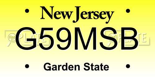 G59MSB New Jersey License Plate
