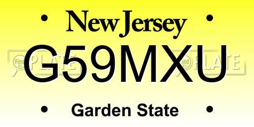 G59MXU New Jersey License Plate