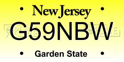 G59NBW New Jersey License Plate